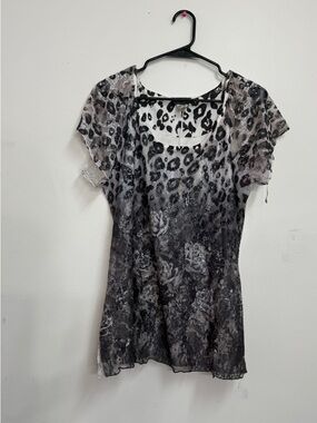 Vintage Brittany Black Lace cheetah print tunic lace whimsigoth fairy grunge